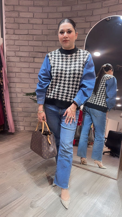 Crossword Black white Denim Sweater