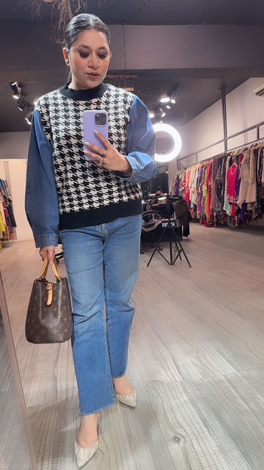 Crossword Black white Denim Sweater