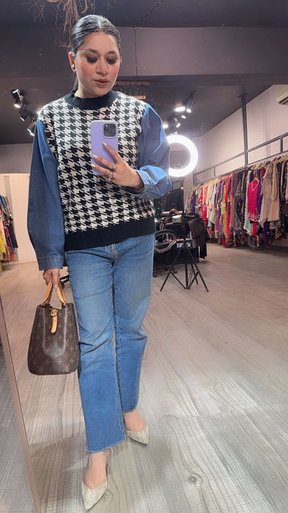 Crossword Black white Denim Sweater