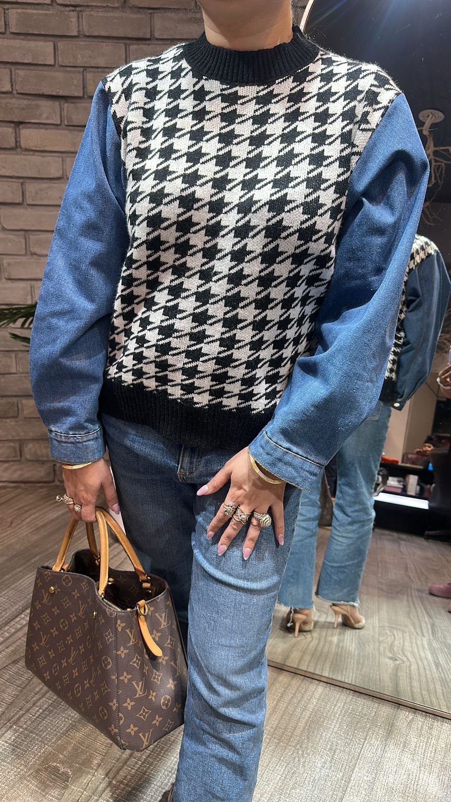 Crossword Black white Denim Sweater