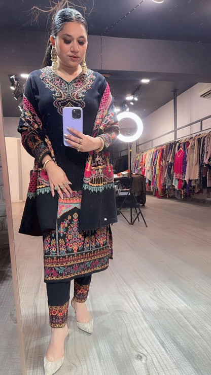 Daawat Black Designer Woolen suit