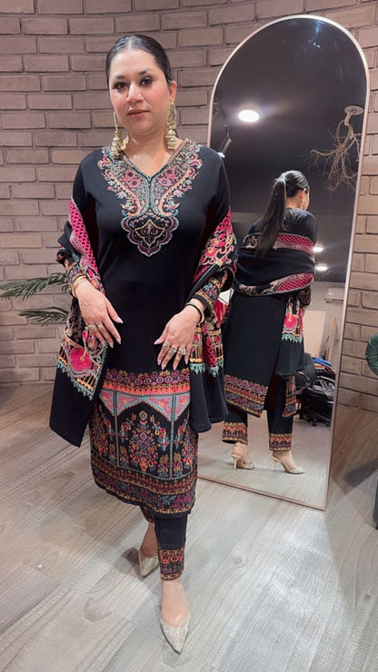 Daawat Black Designer Woolen suit