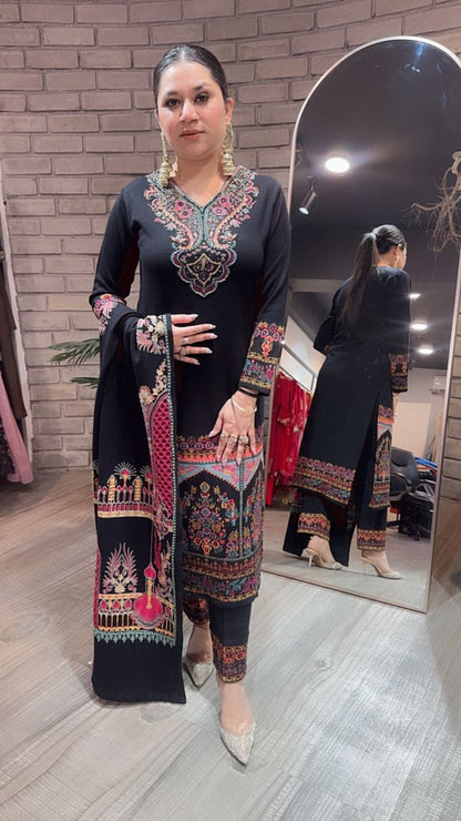 Daawat Black Designer Woolen suit