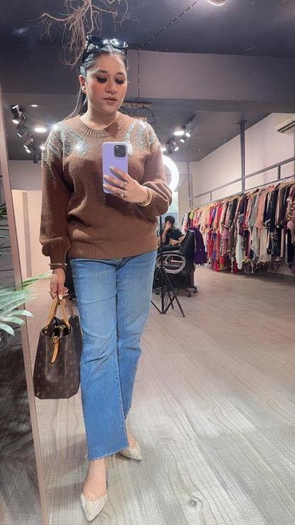 Elles Brown Woolen Sweater