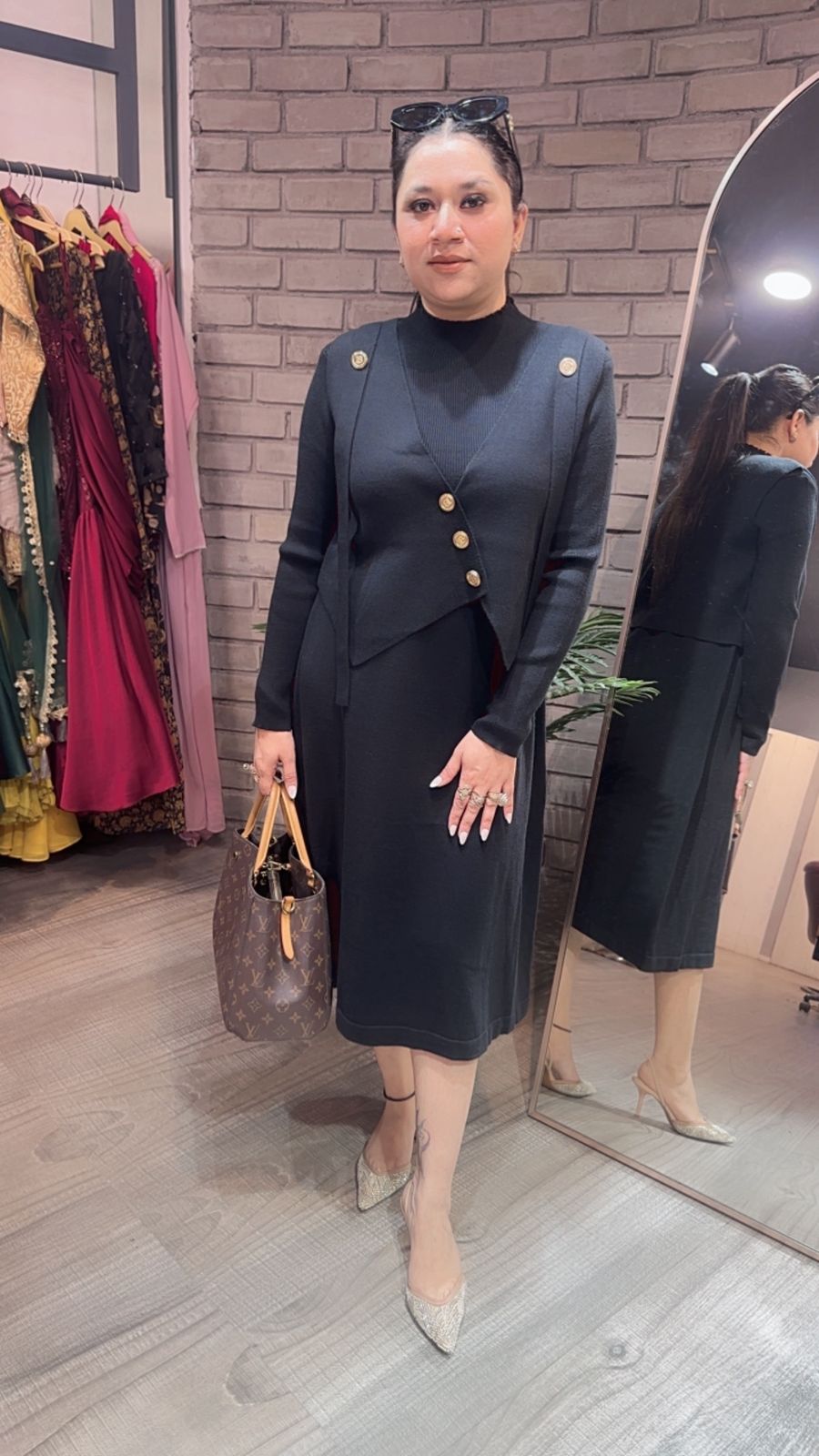 Julie Black Woolen Dress