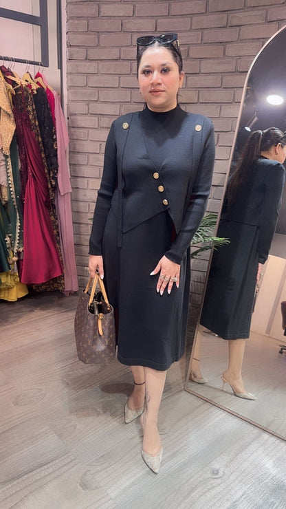 Julie Black Woolen Dress