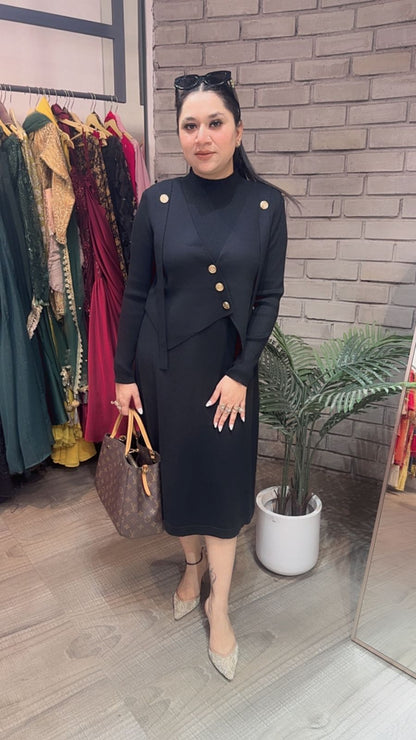 Julie Black Woolen Dress
