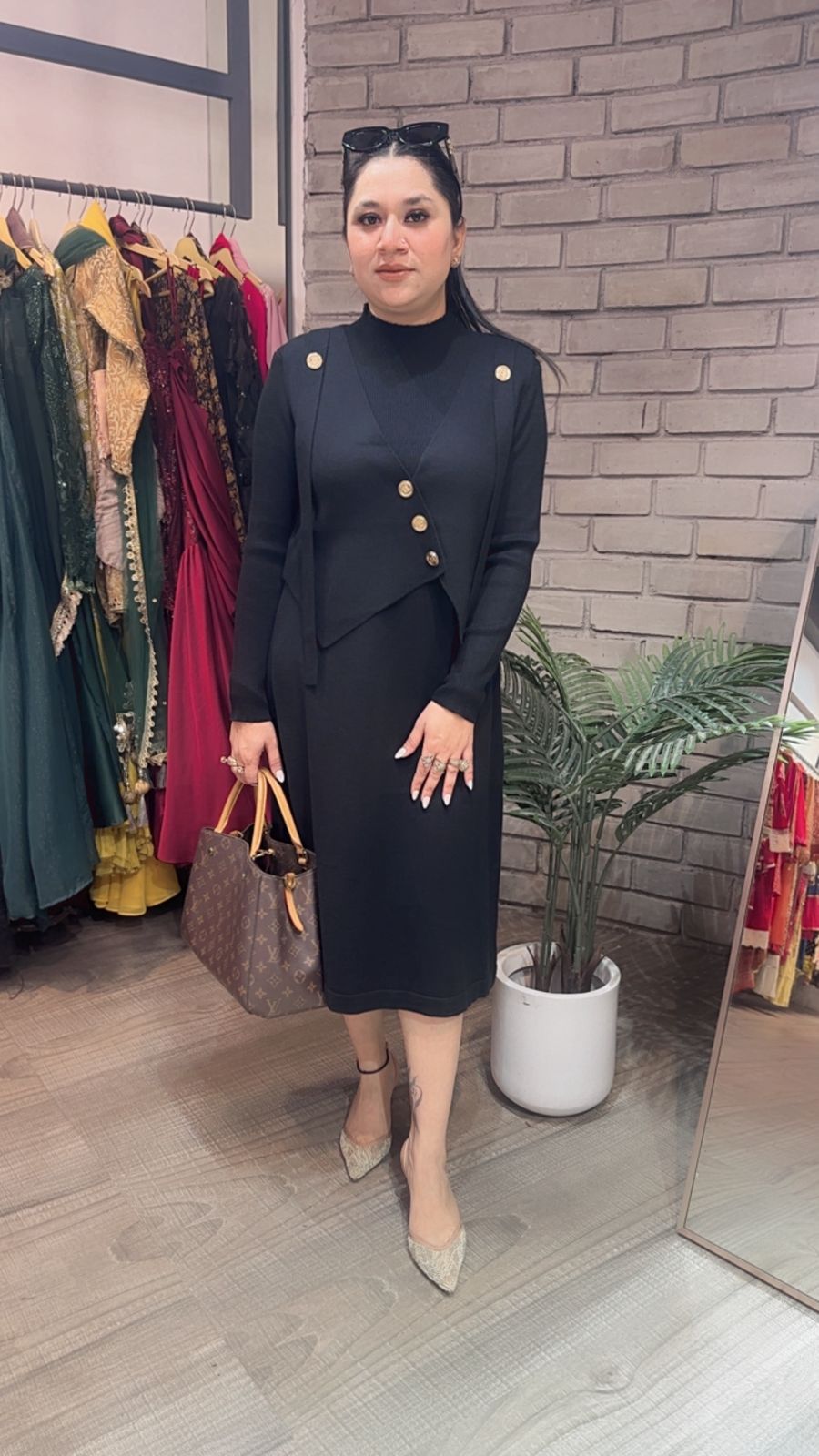 Julie Black Woolen Dress