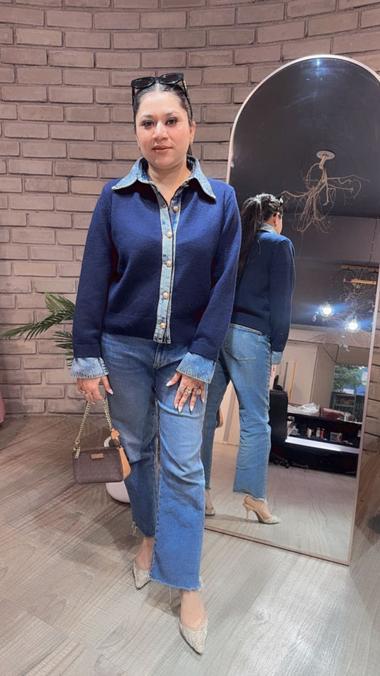 Denim wala Navy Blue Woolen Sweater