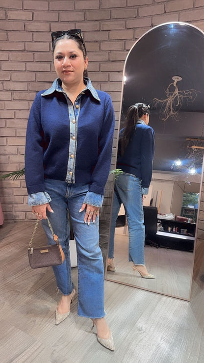 Denim wala Navy Blue Woolen Sweater