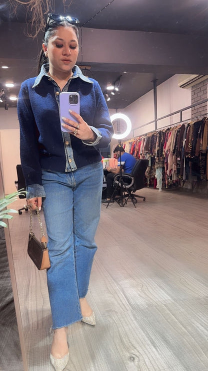Denim wala Navy Blue Woolen Sweater