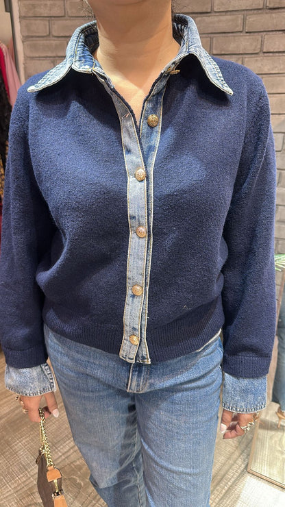 Denim wala Navy Blue Woolen Sweater