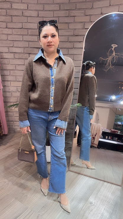 Denim wala Brown Woolen Sweater