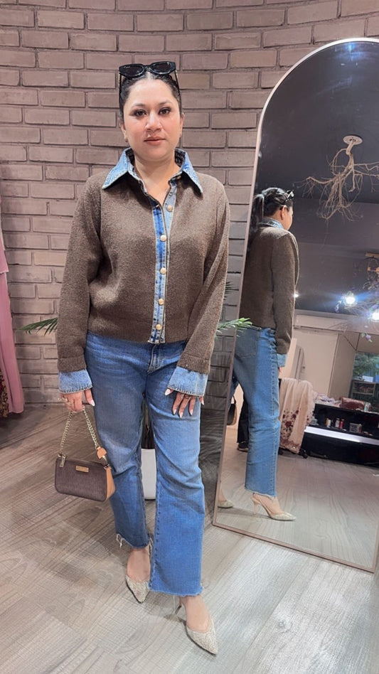 Denim wala Brown Woolen Sweater