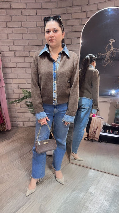 Denim wala Brown Woolen Sweater