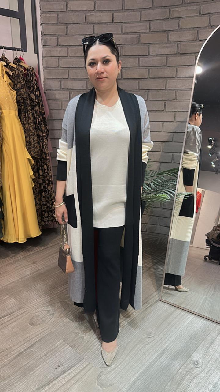 Newme Black white shrug Woolen Cordset