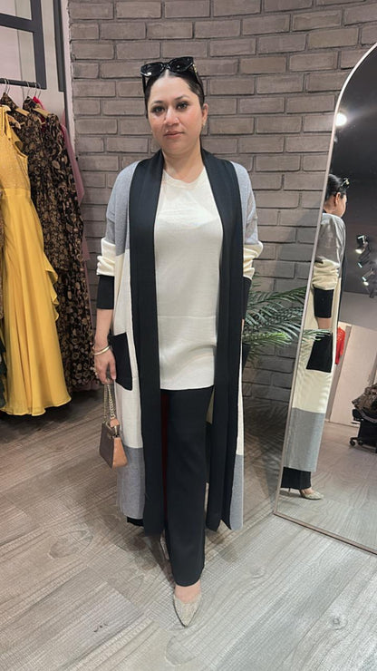 Newme Black white shrug Woolen Cordset