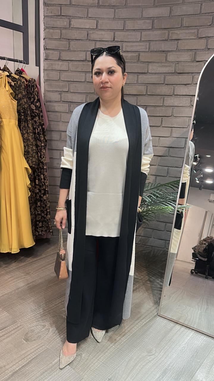 Newme Black white shrug Woolen Cordset