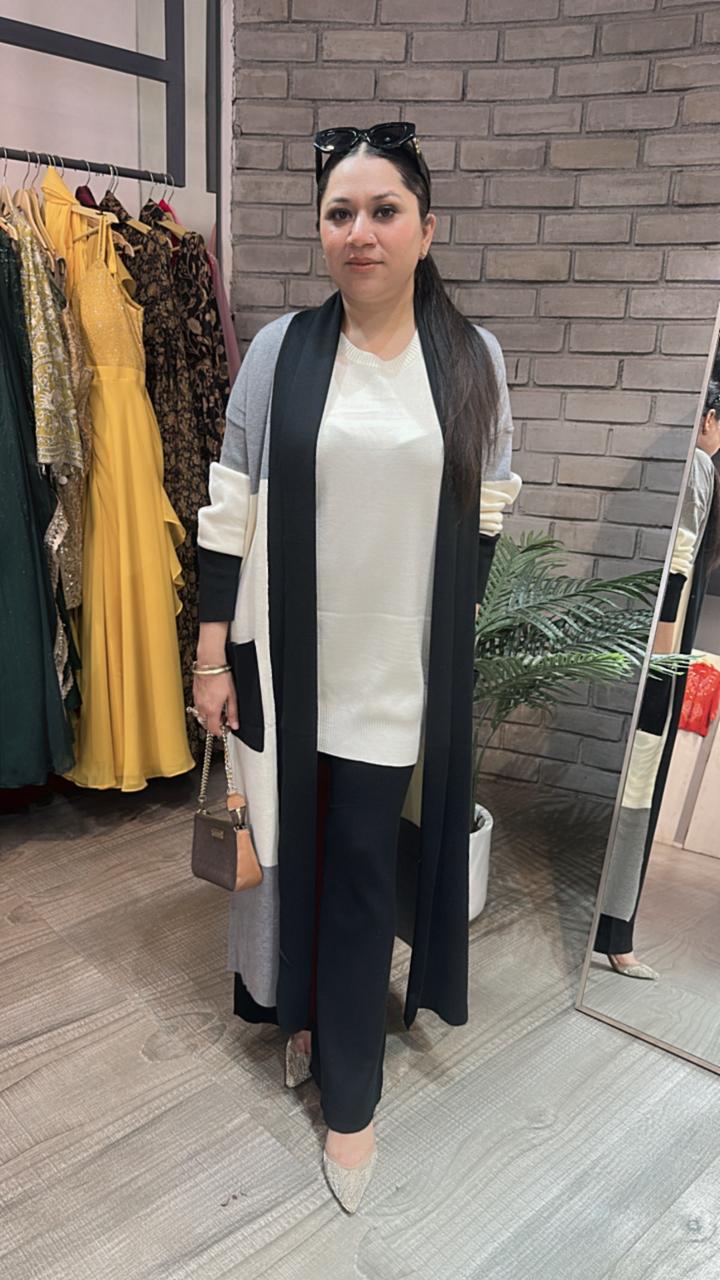 Newme Black white shrug Woolen Cordset