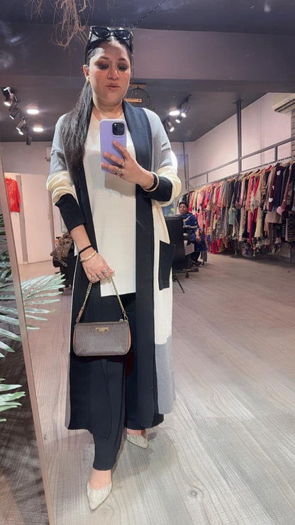 Newme Black white shrug Woolen Cordset