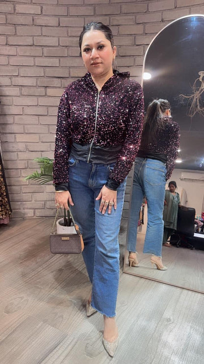 Twinkle pink Black Velevt jacket