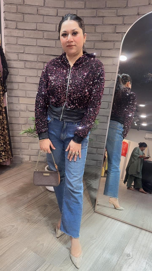 Twinkle pink Black Velevt jacket