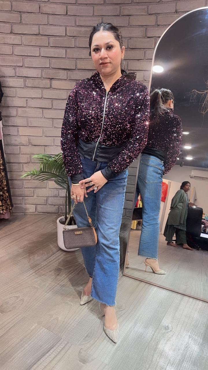 Twinkle pink Black Velevt jacket