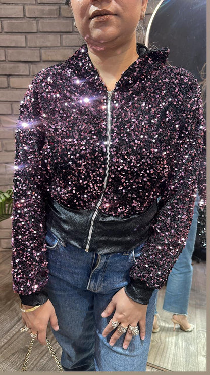 Twinkle pink Black Velevt jacket