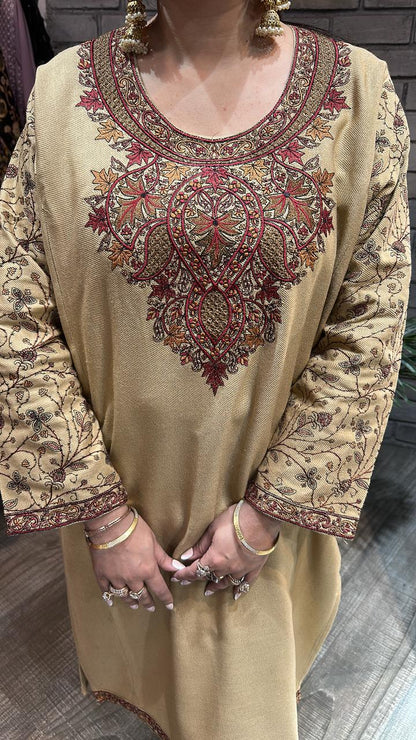 Kashmiri phiran Beige  Thread work