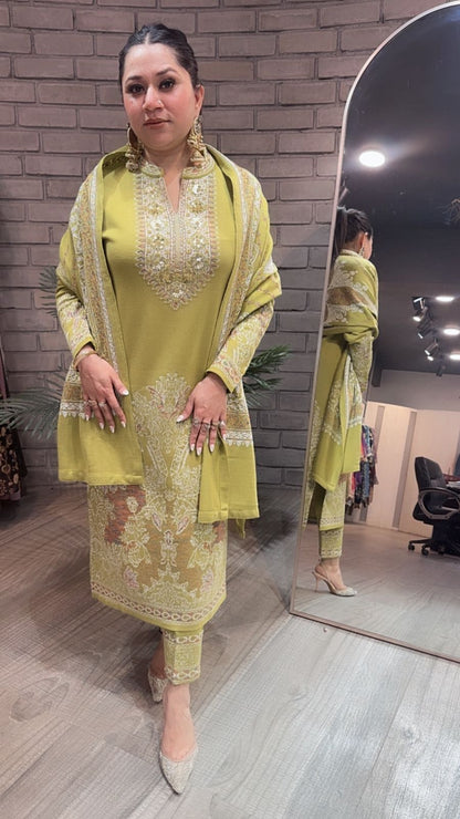 Mirchi lime Designer Woolen suit