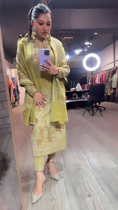 Mirchi lime Designer Woolen suit