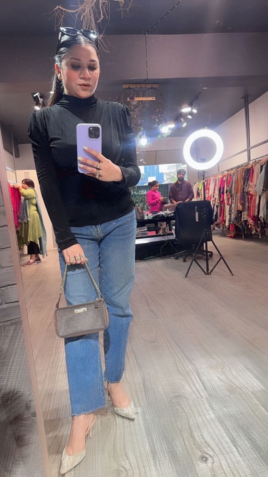 Tessa Black knitted full Sleeve Top