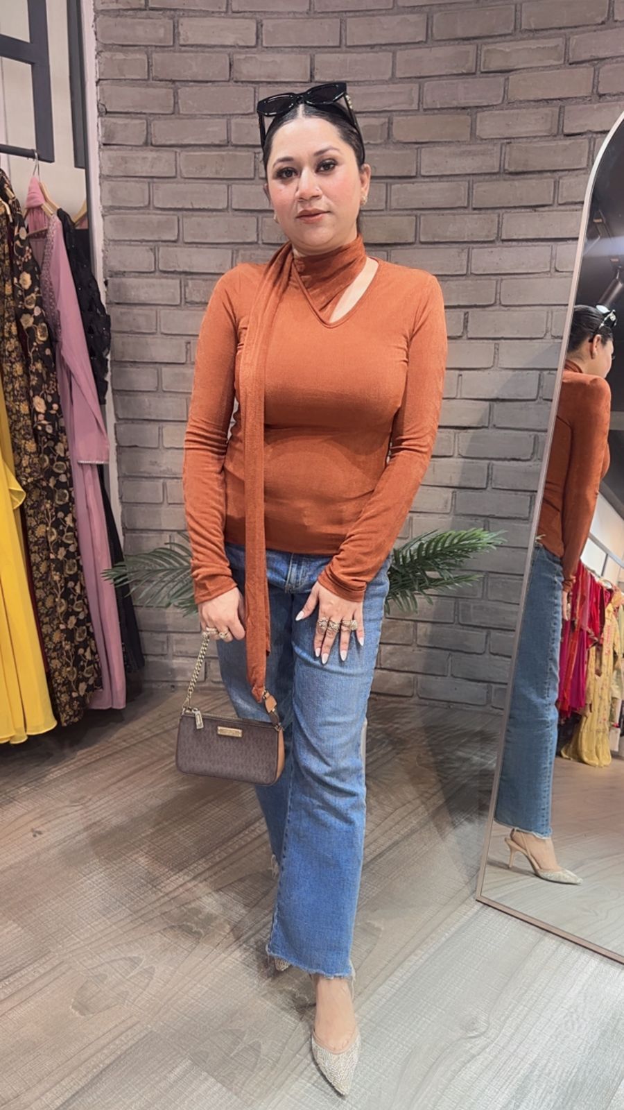 Swag Rust knitted full Sleeve Top
