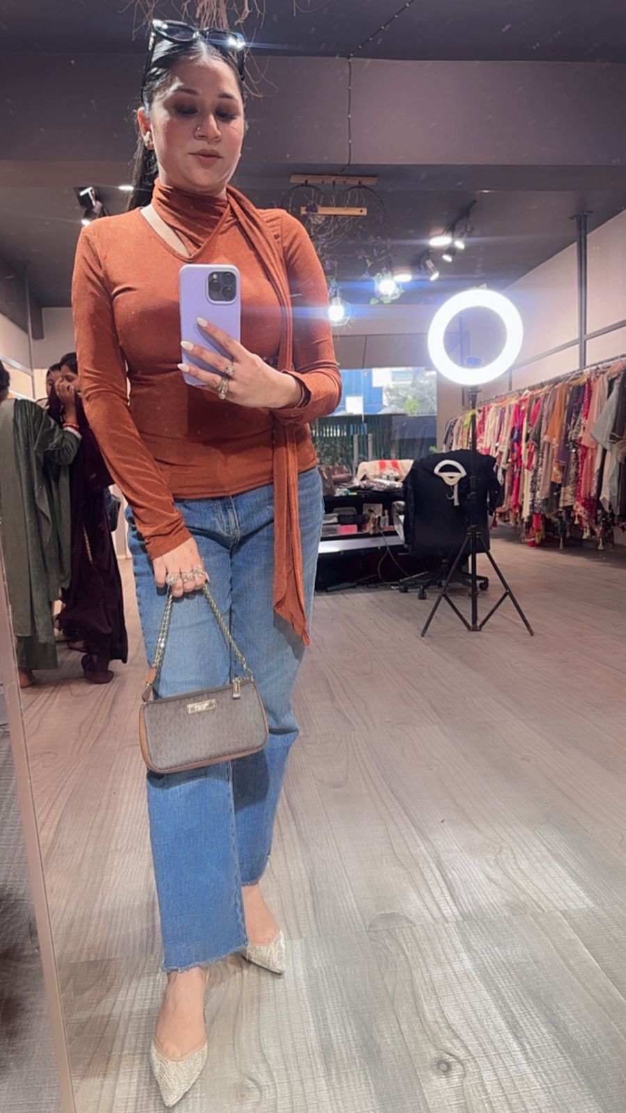 Swag Rust knitted full Sleeve Top