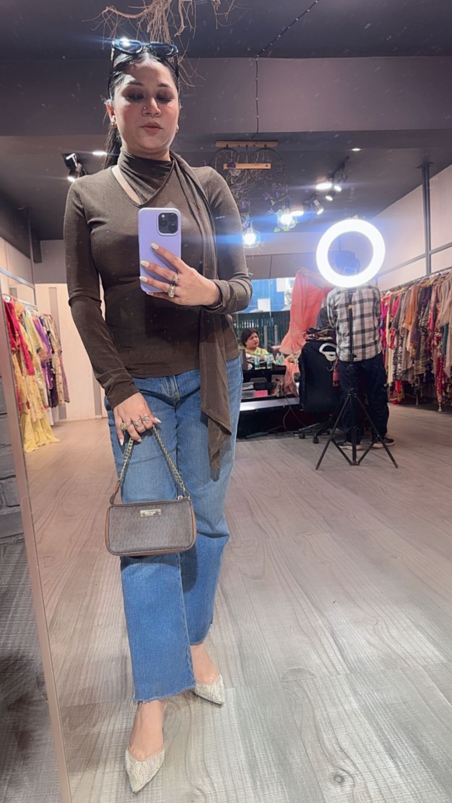 Swag Brown knitted full Sleeve Top