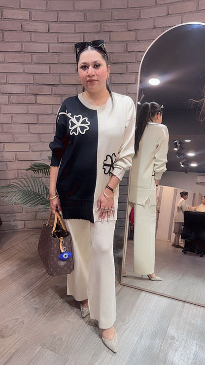 English Black offwhite Woolen Cordset