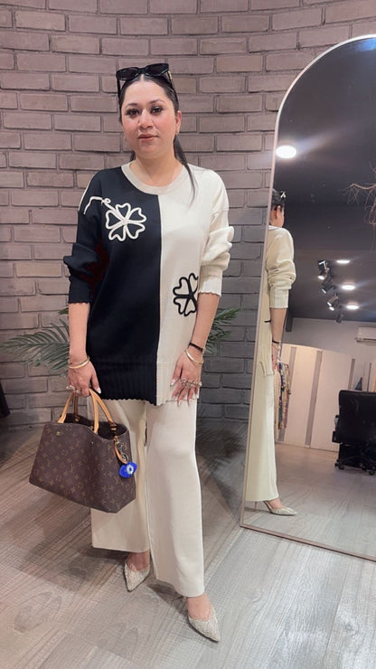 English Black offwhite Woolen Cordset