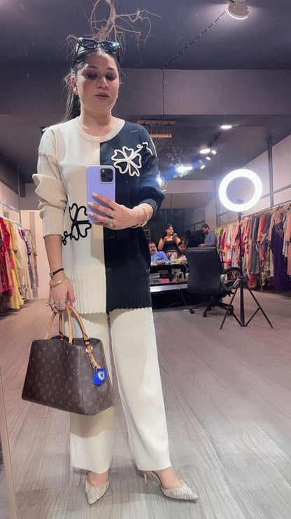 English Black offwhite Woolen Cordset