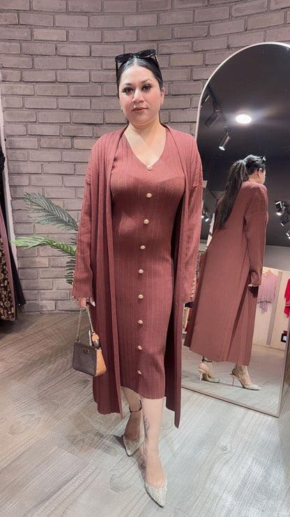 Crew Brown Woolen Shrug Dress