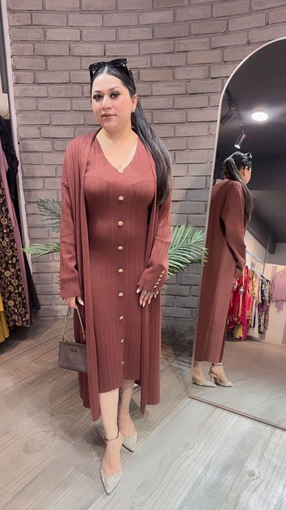 Crew Brown Woolen Shrug Dress