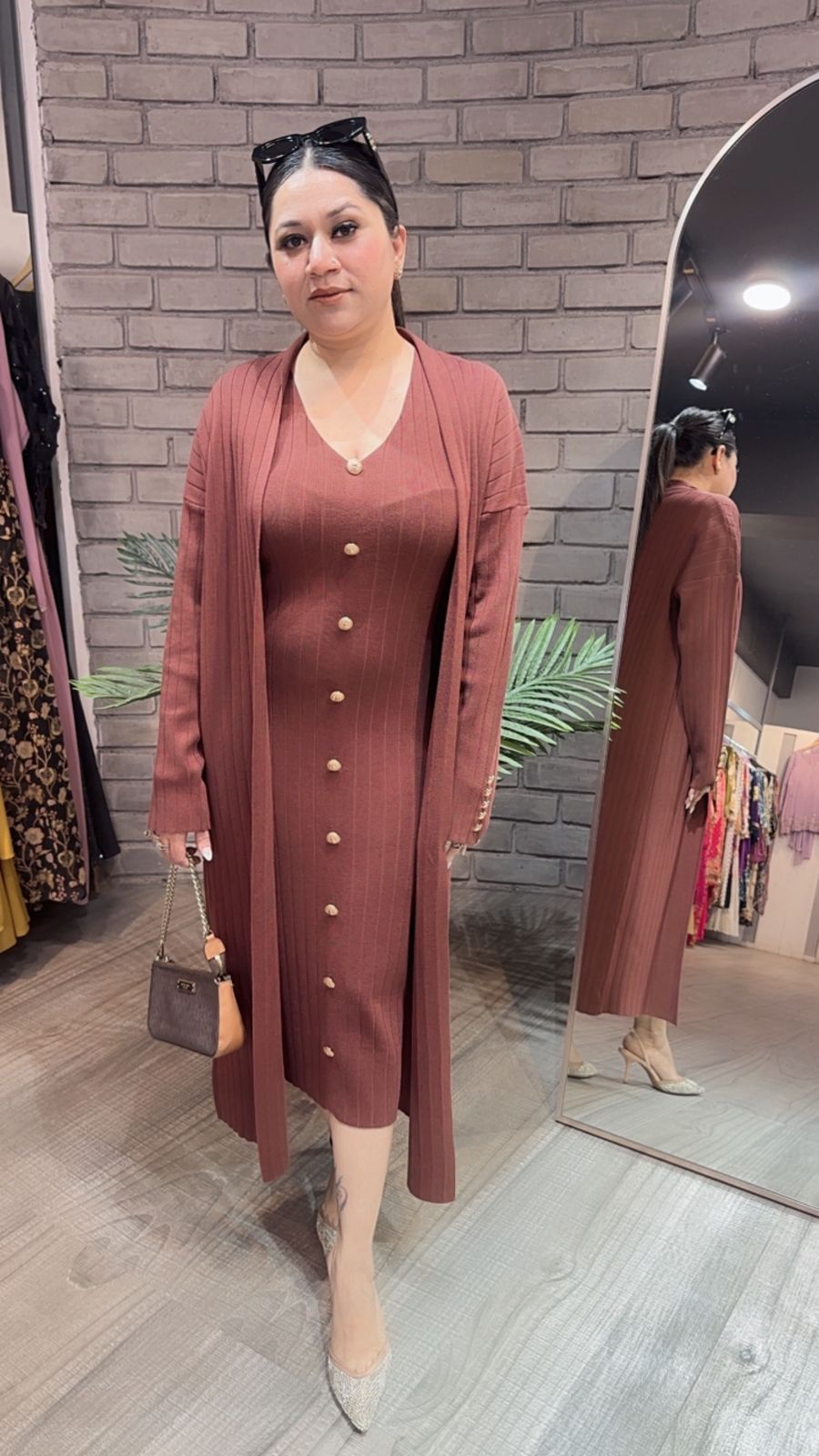 Crew Brown Woolen Shrug Dress
