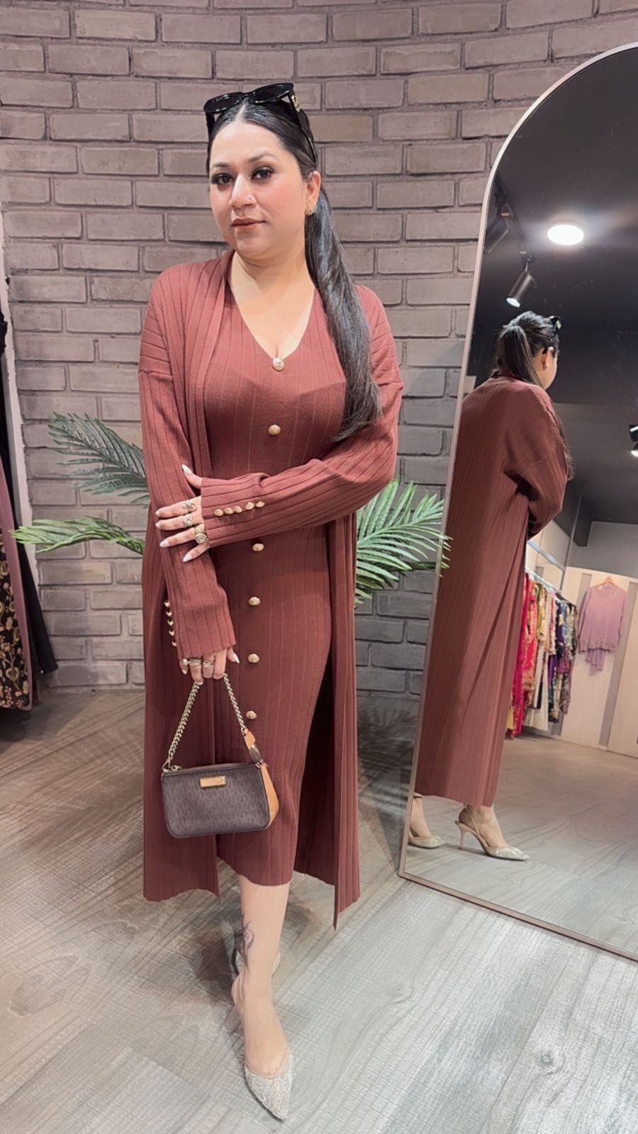 Crew Brown Woolen Shrug Dress