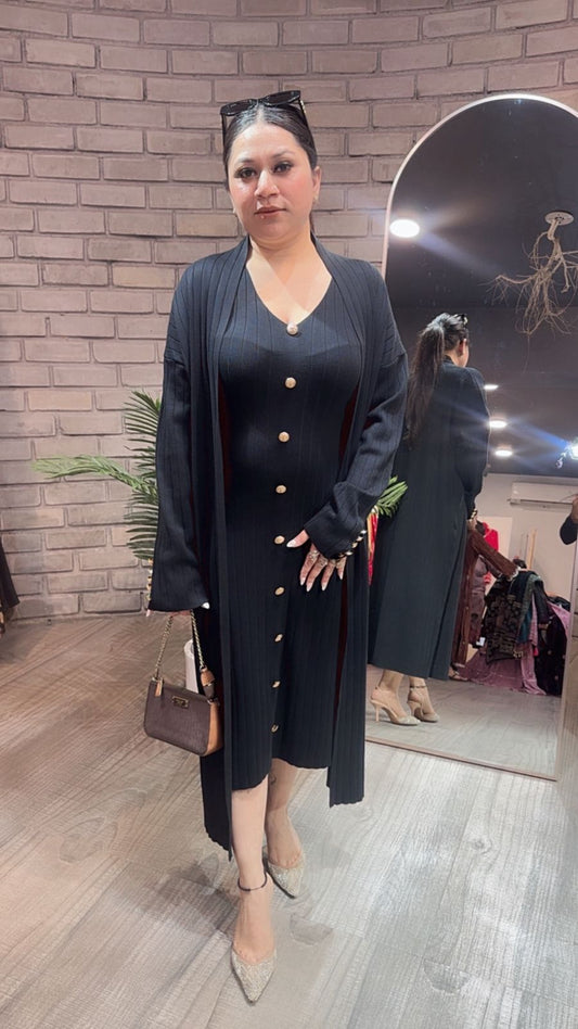 Crew Black Woolen Shrug Dress