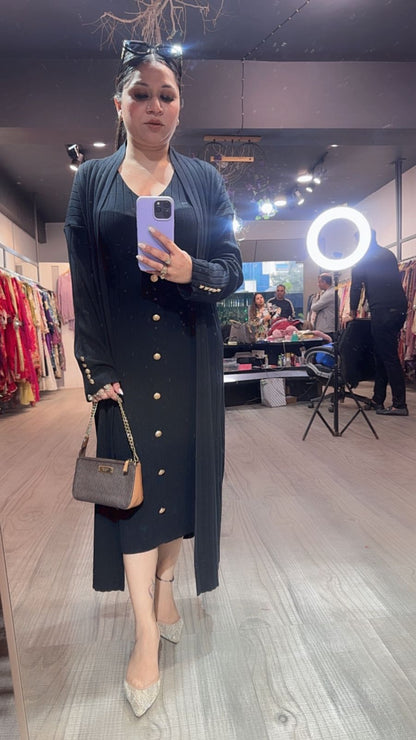 Crew Black Woolen Shrug Dress