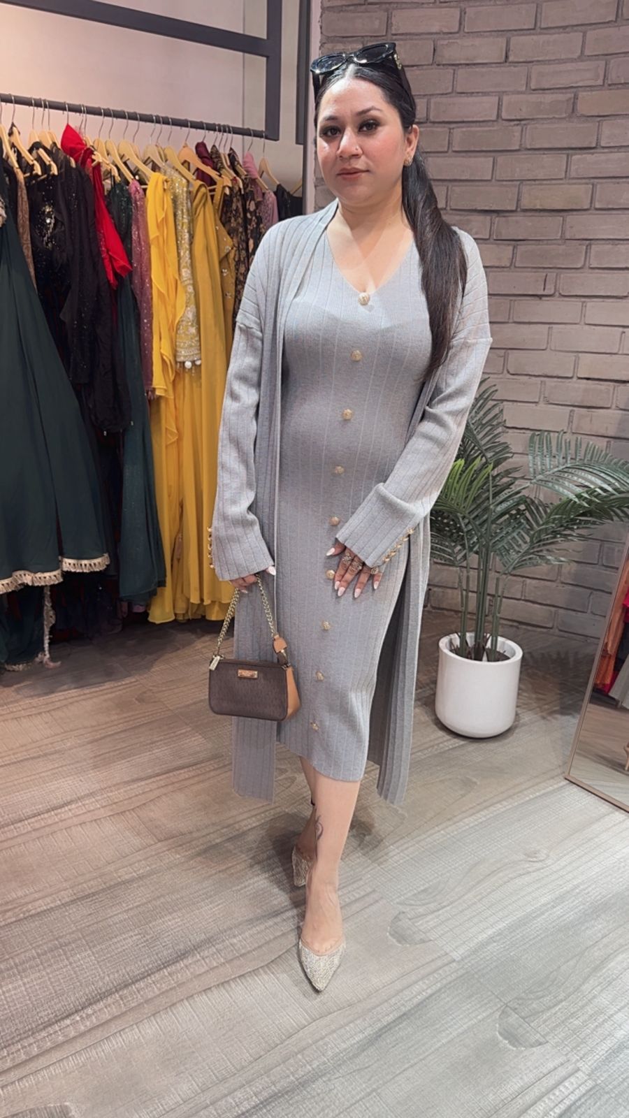 Crew Black Grey Shrug Dress