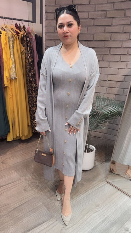 Crew Black Grey Shrug Dress