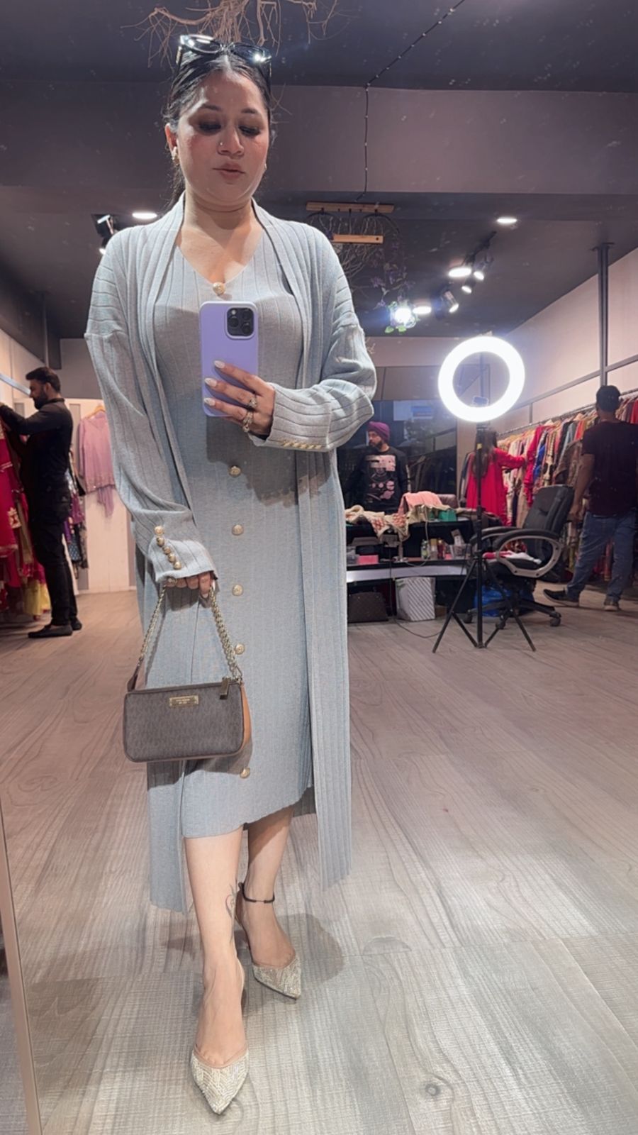 Crew Black Grey Shrug Dress