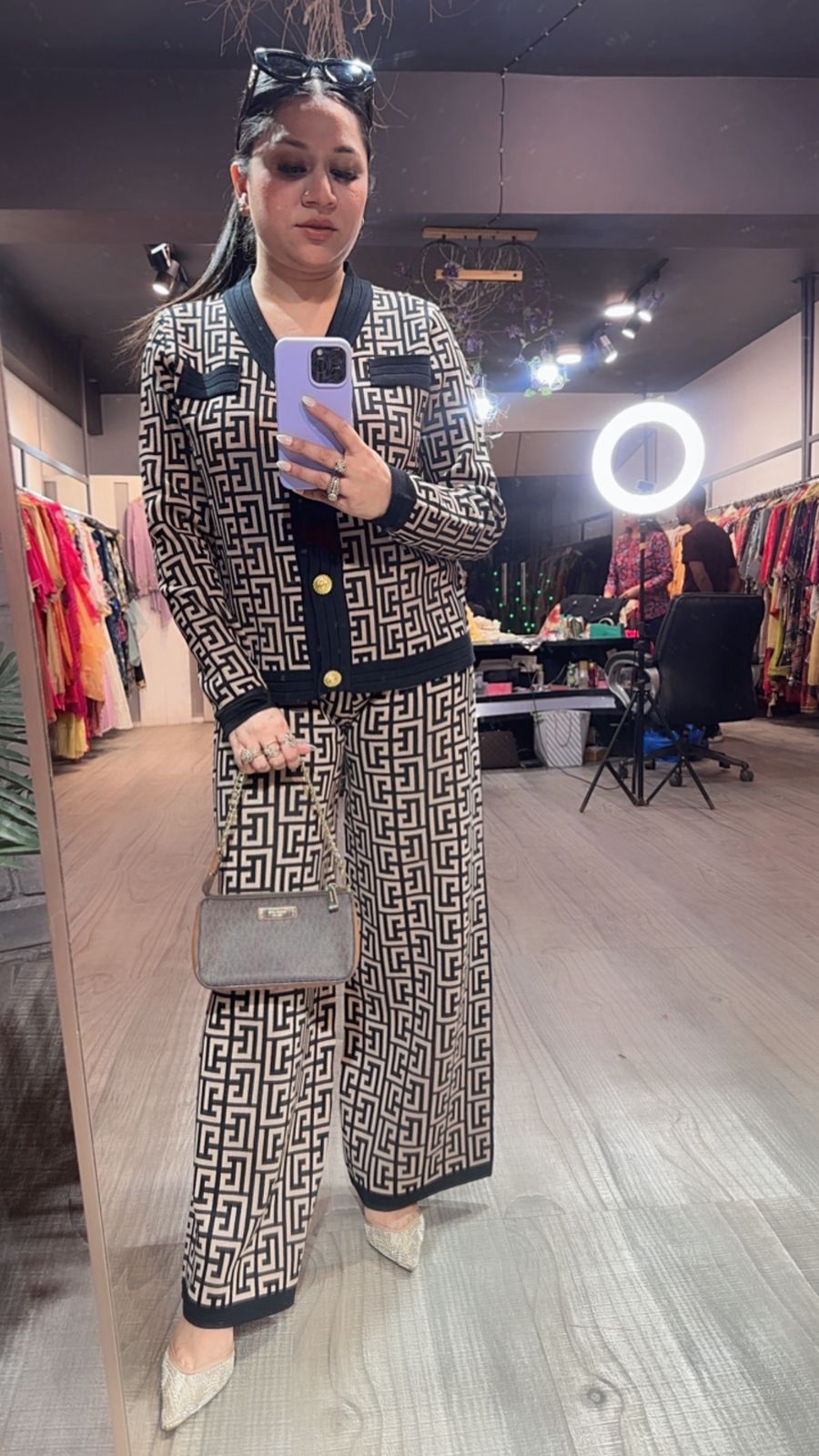 Hazelnut Beige Black Woolen Cordset