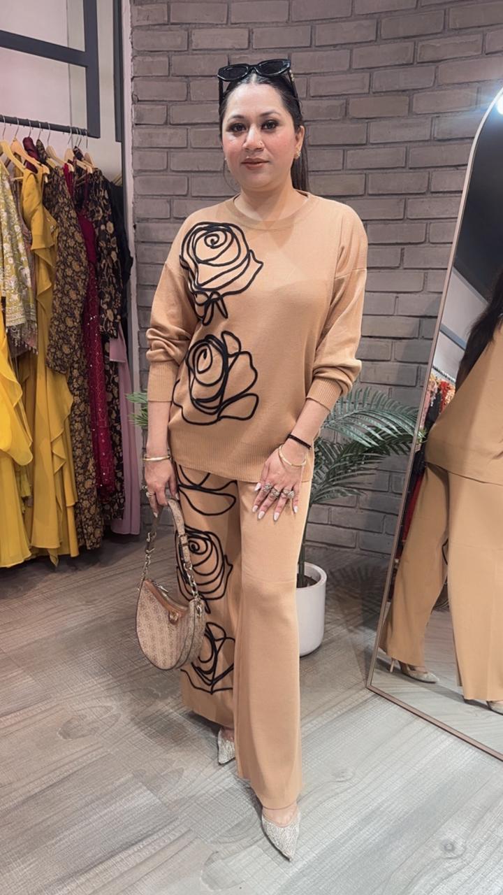 French Beige Woolen Cordset