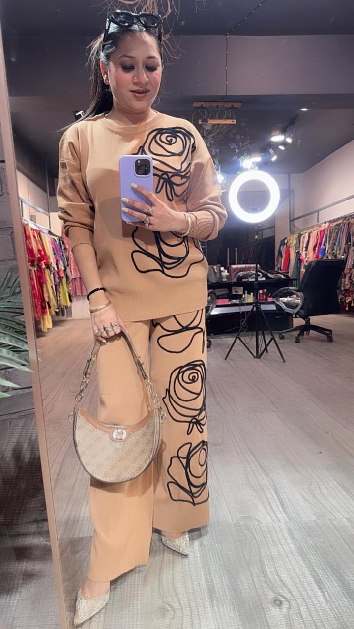 French Beige Woolen Cordset